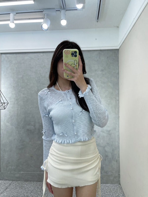 Amazing蝴蝶結珍珠釦外罩 立體蝴蝶結造型清新可愛💕💕