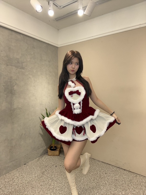聖誕女郎裙裝 厚磅毛料不怕冷~
