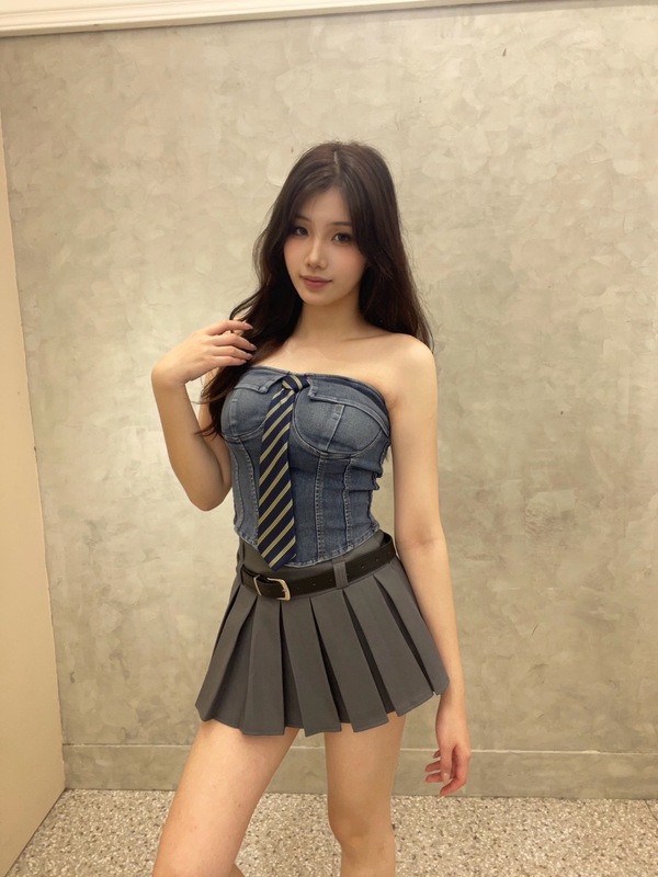 Amazing春夏新品 牛仔領帶牛仔平口馬甲